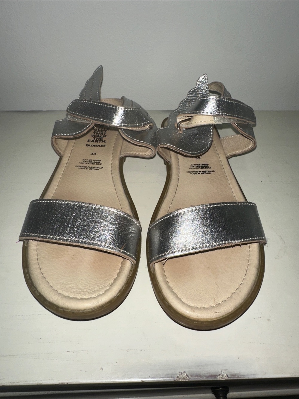 Old Soles Girls Metallic Silver Two-Strap Open Sandals